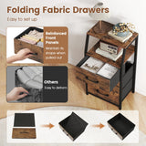 30.5 Inch Tall Nightstand with 3 Fabric Drawers and 2 Spacious Open Shelves