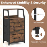 30.5 Inch Tall Nightstand with 3 Fabric Drawers and 2 Spacious Open Shelves