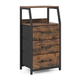 30.5 Inch Tall Nightstand with 3 Fabric Drawers and 2 Spacious Open Shelves