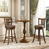25/30 Inch Set of 2 Bar Stools with PE Rattan Backrest and Rubber Wood Frame