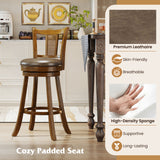 25/30 Inch Set of 2 Bar Stools with PE Rattan Backrest and Rubber Wood Frame