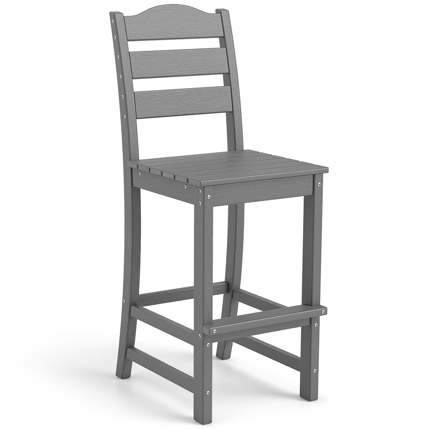 30 Inches Counter Height HDPE Bar Stool with Backrest and Footrest