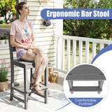 30 Inches Counter Height HDPE Bar Stool with Backrest and Footrest