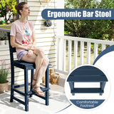 30 Inches Counter Height HDPE Bar Stool with Backrest and Footrest