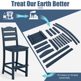 30 Inches Counter Height HDPE Bar Stool with Backrest and Footrest