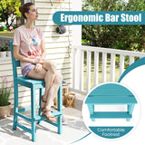 30 Inches Counter Height HDPE Bar Stool with Backrest and Footrest