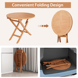 31.5 Inch Folding Patio Indonesia Teak Wood Round Coffee Table