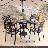 31.5 Inch Cast Aluminum Table Patio Round Dining Table with Umbrella Hole-Copper