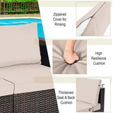 2PCS Patio Rattan Sectional Conversation Sofa Set