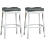29âSet of 2 Nailhead Saddle Bar Stools-White