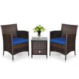 3 Pcs Outdoor Rattan Wicker Furniture Set