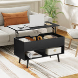 31.5 Inch Lift Top Coffee Table with Hidden Compartment and 2 Storage Shelves