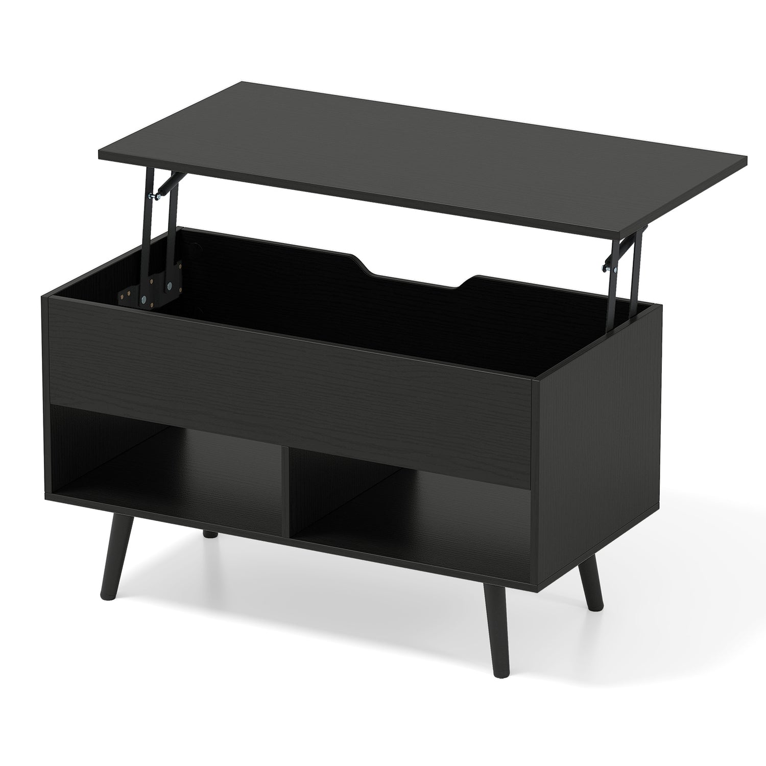 31.5 Inch Lift Top Coffee Table with Hidden Compartment and 2 Storage Shelves