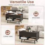 31.5 Inch Lift Top Coffee Table with Hidden Compartment and 2 Storage Shelves
