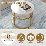 31.5 Inch Round Lift Top Coffee Table with Hidden Compartment and Side Shelves
