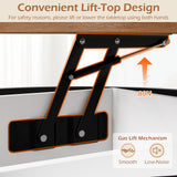 31.5 Inch Round Lift Top Coffee Table with Hidden Compartment and Side Shelves
