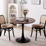 31.5-Inch Tulip Table for 2-4 with Thickened Table and Metal Pedestal for Small Spaces-Walnut