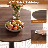 31.5-Inch Tulip Table for 2-4 with Thickened Table and Metal Pedestal for Small Spaces-Walnut