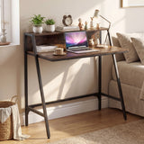 31.5" Industrial Desk with Raised Shelf Metal Frame