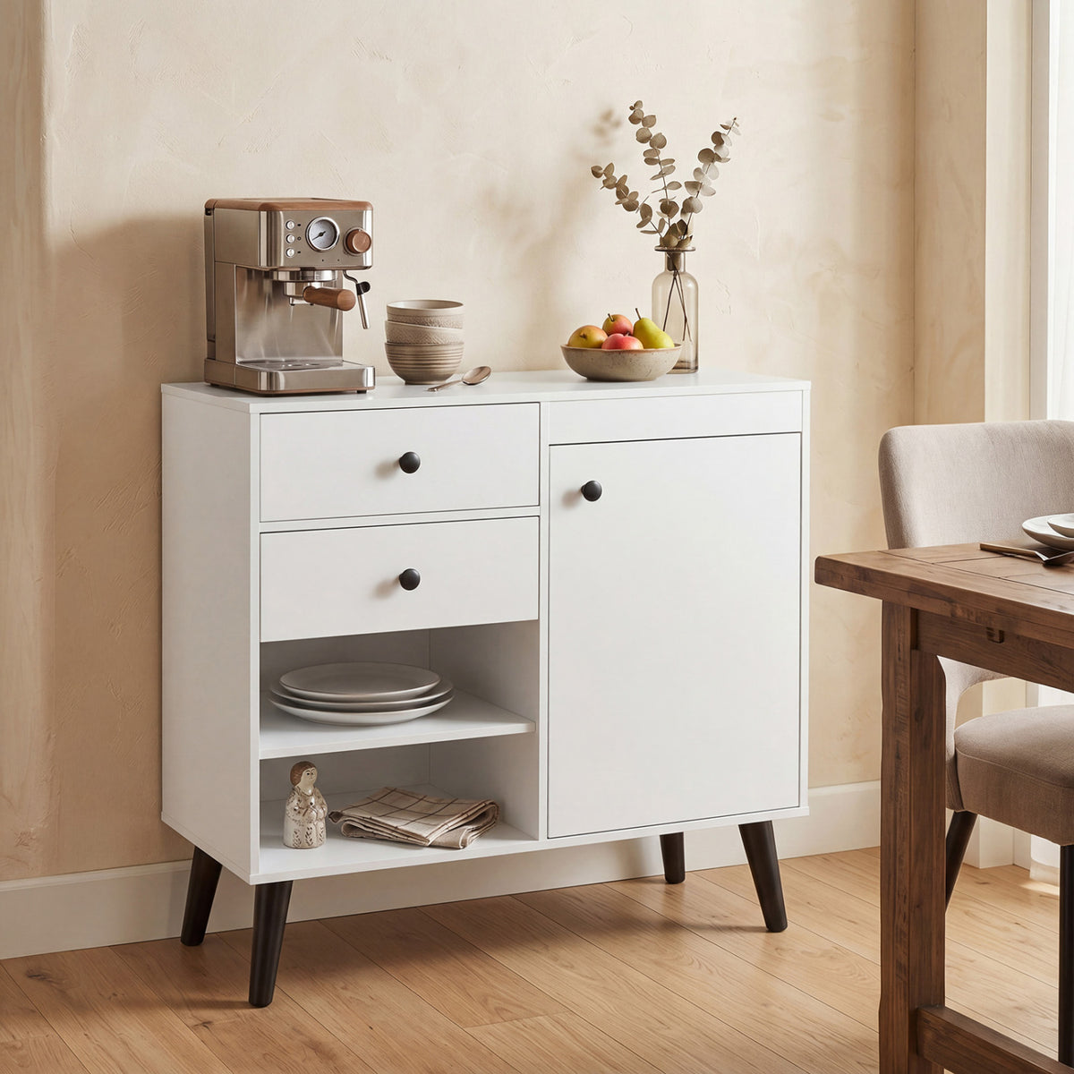 31" Sideboard Cabinet with 2 Open Compartments and 2 Drawers