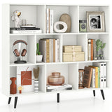 8-Cube Bookcase with 5 Tapered Metal Legs