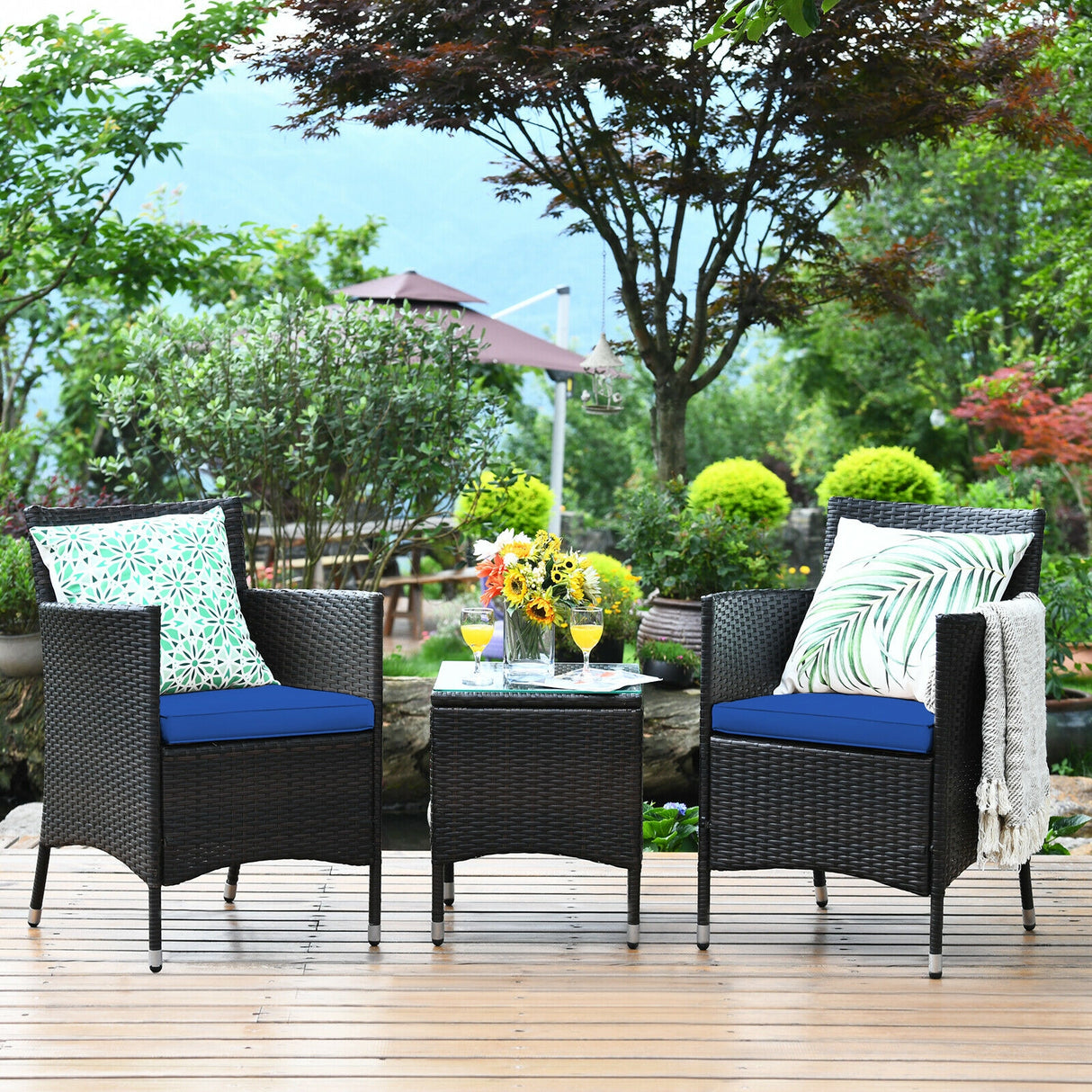 3 Pcs Outdoor Rattan Wicker Furniture Set