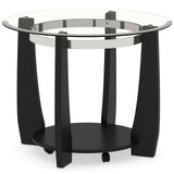 32" 2-Tier Glass Round Coffee Table with Storage Shelf