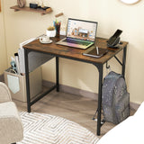 32 Inch Computer Desk Small Home Office Desk with Charging Station