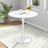 32 Inch Modern Tulip Round Dining Table with MDF Top-White