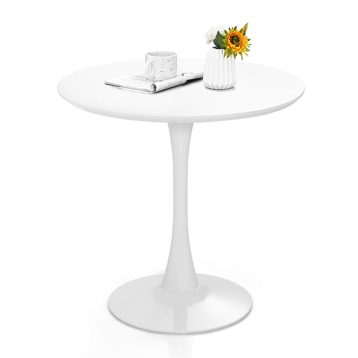 32 Inch Modern Tulip Round Dining Table with MDF Top-White