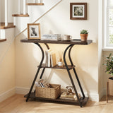 Narrow Long Entryway Table with Power Outlets and LED Lights