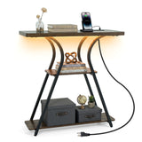 Narrow Long Entryway Table with Power Outlets and LED Lights
