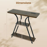Narrow Long Entryway Table with Power Outlets and LED Lights
