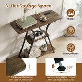 Narrow Long Entryway Table with Power Outlets and LED Lights