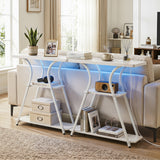 Narrow Long Entryway Table with Power Outlets and LED Lights