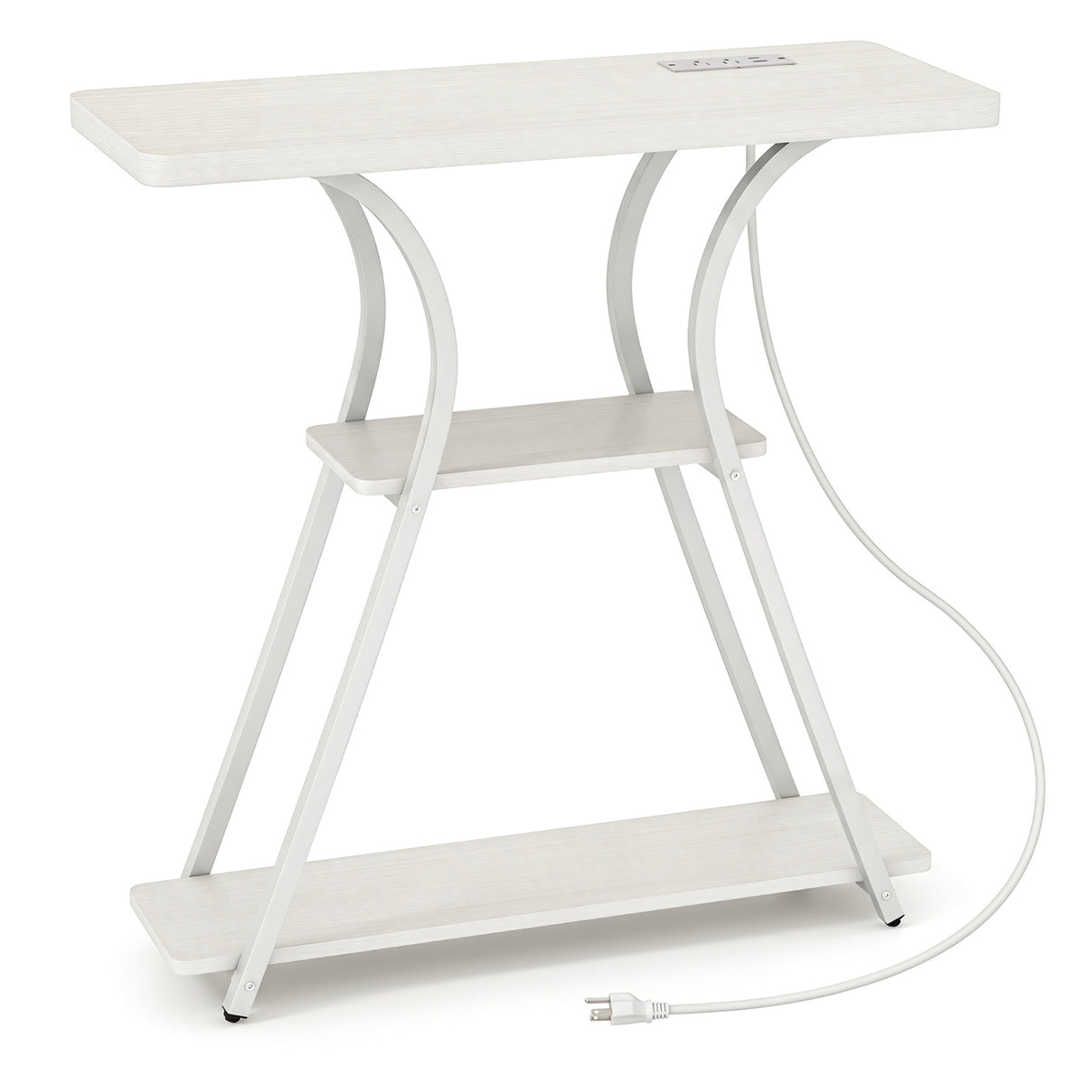 Narrow Long Entryway Table with Power Outlets and LED Lights