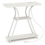 Narrow Long Entryway Table with Power Outlets and LED Lights