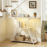 Narrow Long Entryway Table with Power Outlets and LED Lights