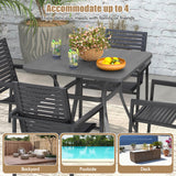 32 Inch Patio Dining Table Metal Square Table for Dining with 4 Curved Legs-Gray