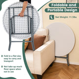 32 Inch Round Folding Table with Thick Tabletop for Picnic