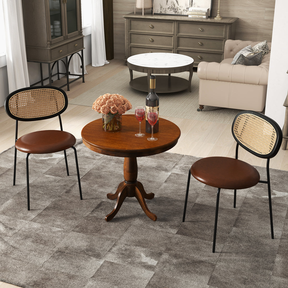 Wooden Round Pub Pedestal Side Table