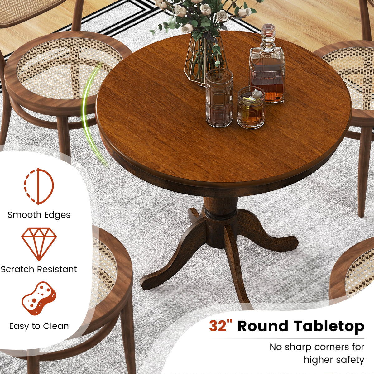 Wooden Round Pub Pedestal Side Table