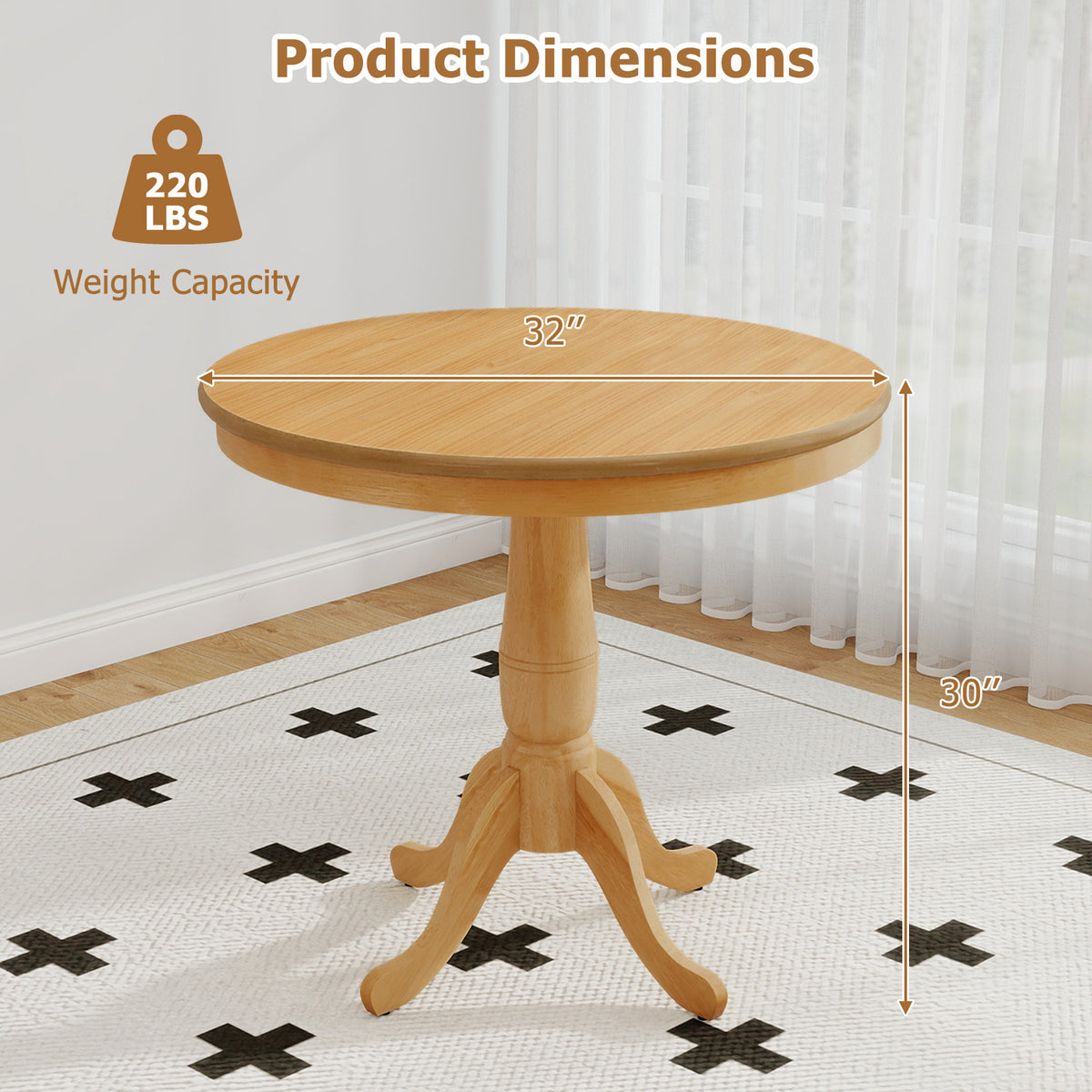 Wooden Round Pub Pedestal Side Table