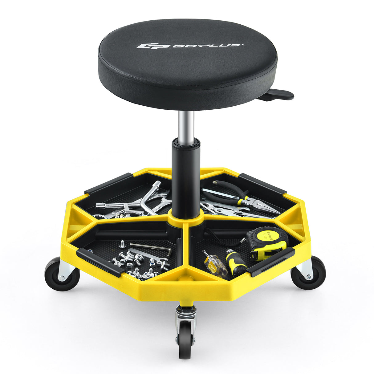 330 LBS Capacity Pneumatic Rolling Mechanic Stool with Padded Seat