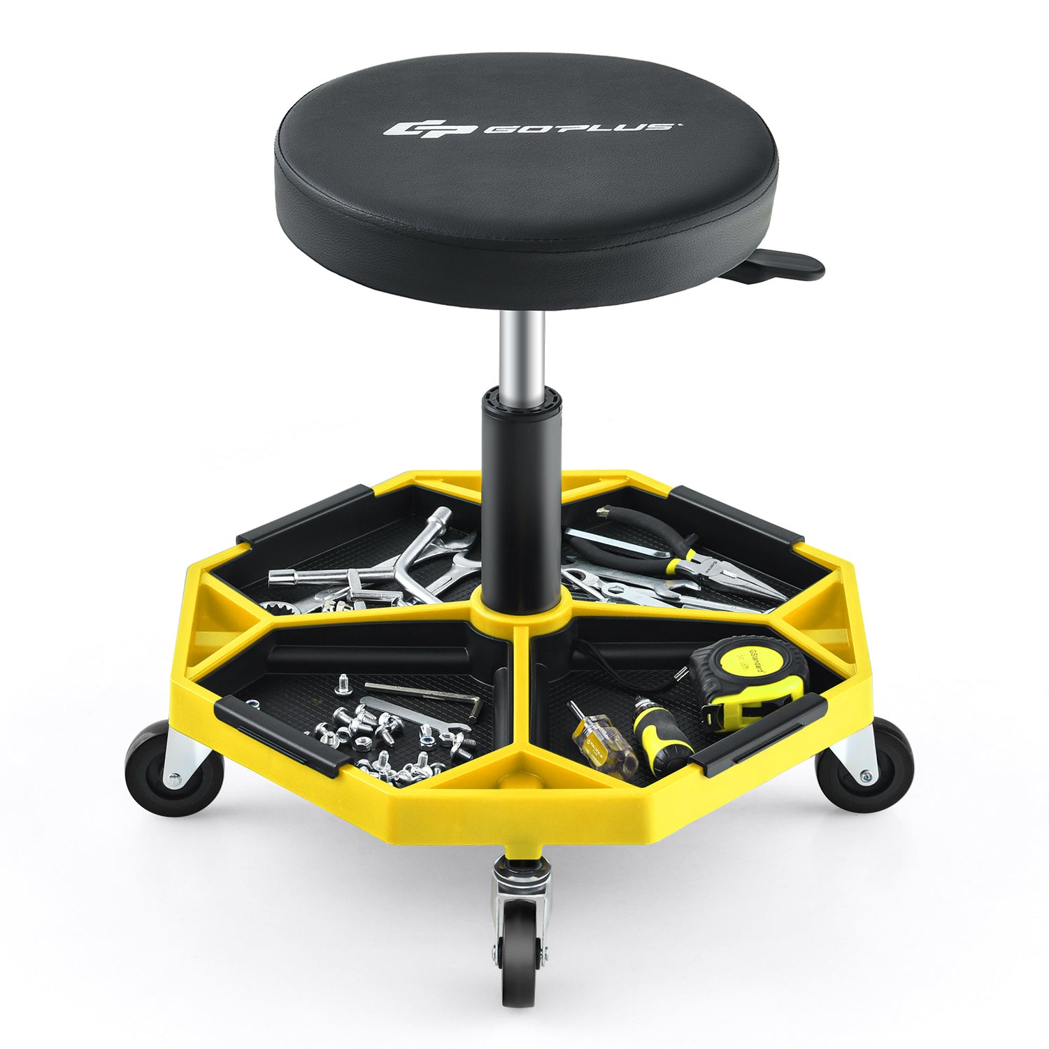 330 LBS Capacity Pneumatic Rolling Mechanic Stool with Padded Seat