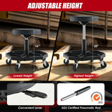330 LBS Capacity Pneumatic Rolling Mechanic Stool with Padded Seat