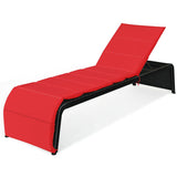 Patio Rattan Lounge Chair Back Adjustable Chaise Recliner  with Cushioned