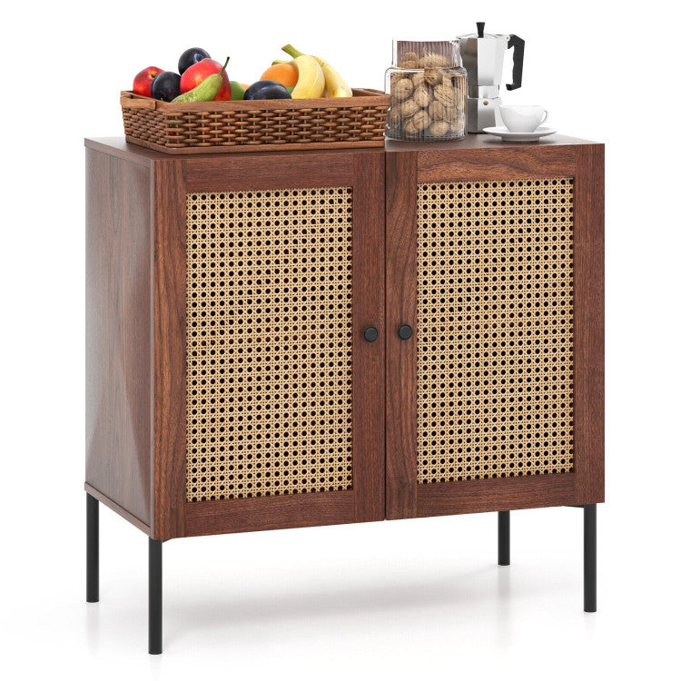 5-Piece Kitchen & Dining Bundle: Adjustable Bar Stools (Set of 2) + Stackable Stools (Set of 6) + Rattan Storage Sideboard