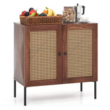 5-Piece Kitchen & Dining Bundle: Adjustable Bar Stools (Set of 2) + Stackable Stools (Set of 6) + Rattan Storage Sideboard
