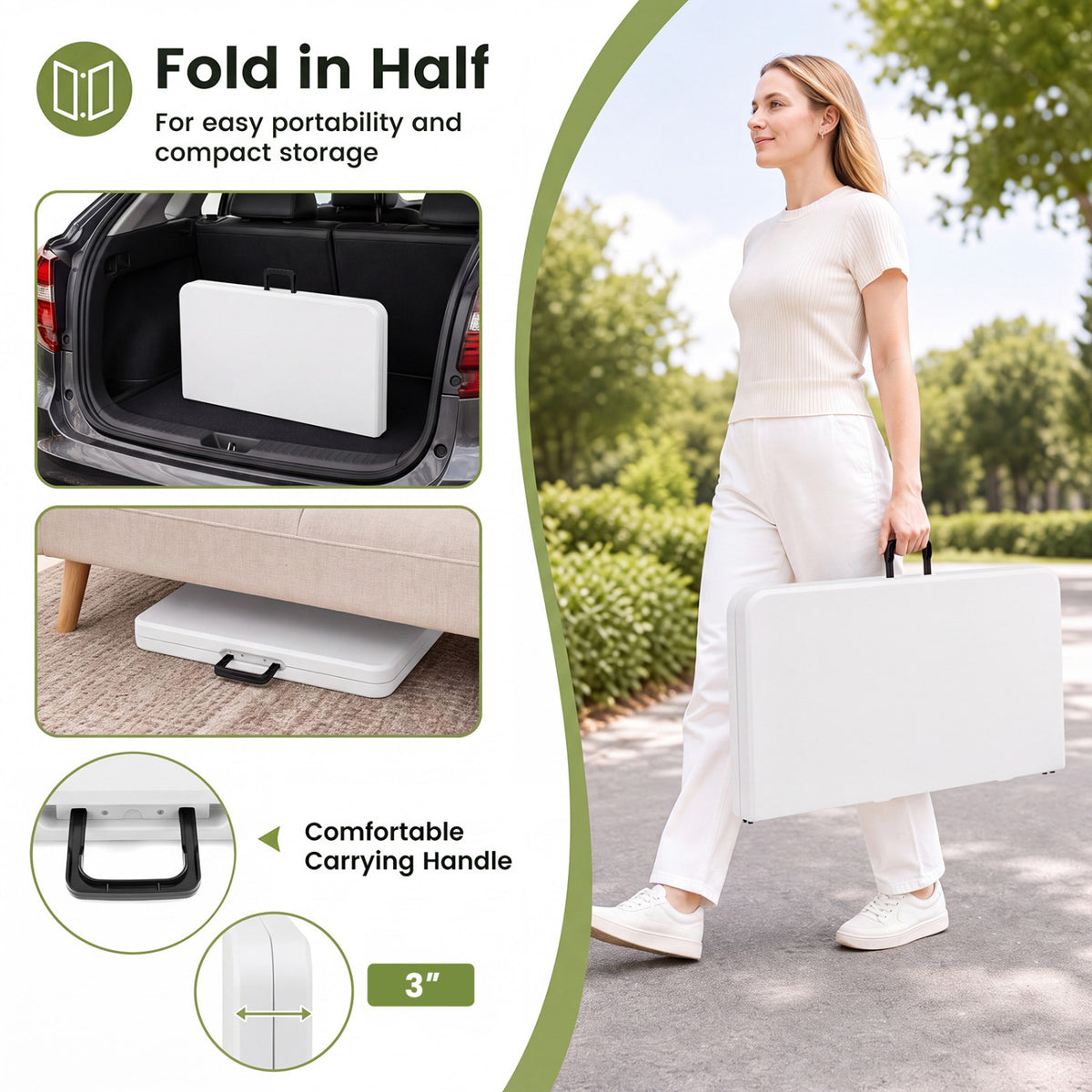 Square Foldable Card Table with Carrying Handle